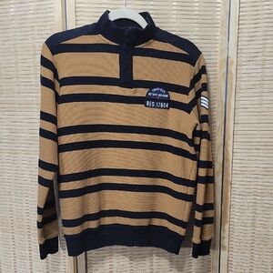 EUC Octave Striped Long-Sleeved Quarter Snap Shirt - Size Medium -Premium Cotton